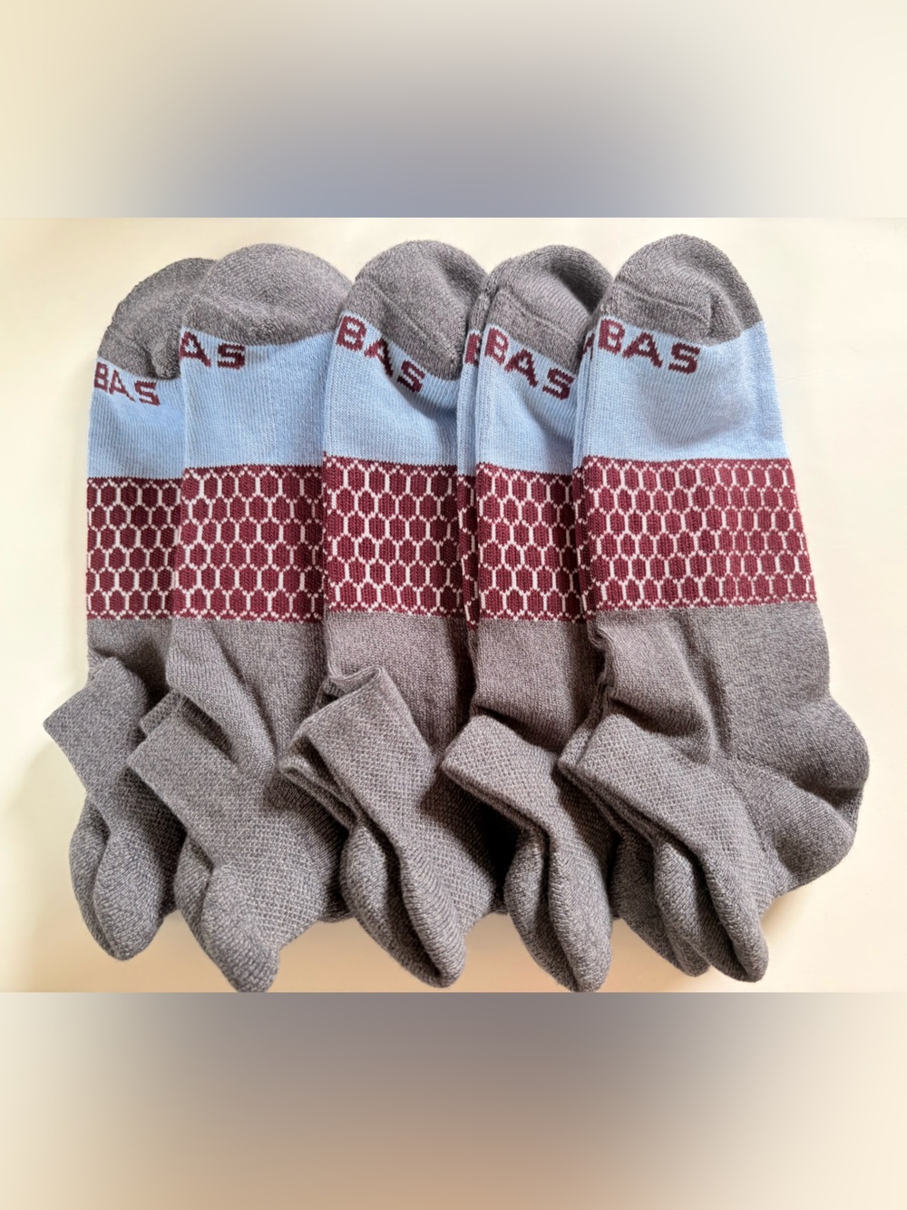 Bombas Men’s 5- Pack Gray & Light Blue Cushioned Ankle Socks Size M